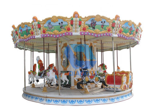 Joyeux extérieurs de parc à thème du carrousel 4.8m d'enfants modernes de taille vont rond avec la couverture